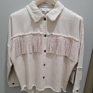Cream lightweight denim fringe top/jacket NEW